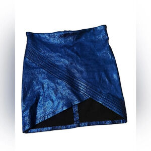 Revolve RtA Blue Metallic Lambskin Leather Mini Skirt Sz 8